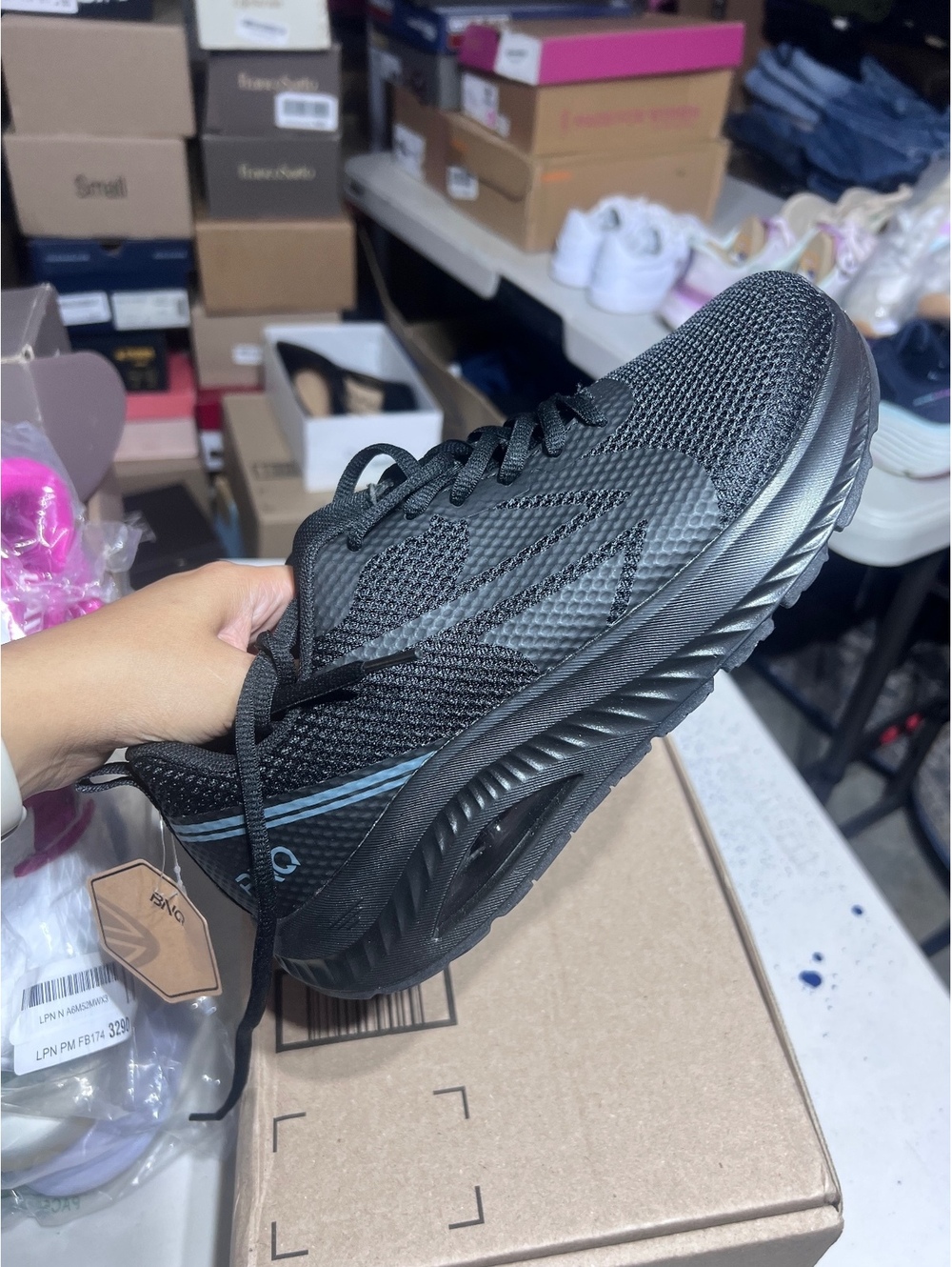 BNQ Black Athletic Running Shoes with Lightweight Mesh Upper